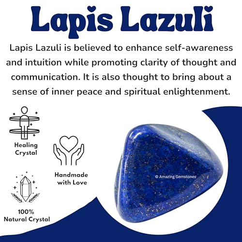 Amazing Gemstone Lapis Lazuli Crystal Tumbled Stones Polished Rocks - Natural Gem Stones for Healing - DIY Crystals for Protection (1 Piece) - color: Lapis Lazuli