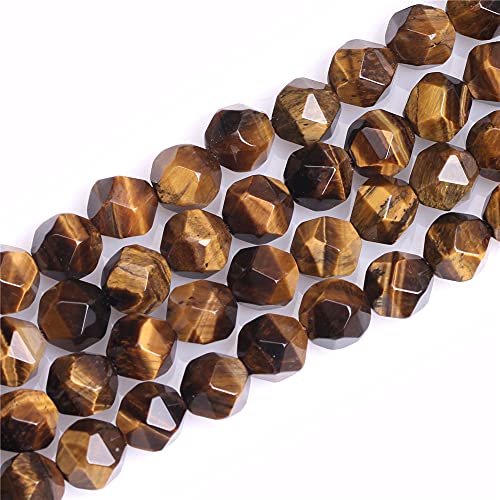JOE FOREMAN 6mm Tiger Eye Beads Semi Stone Beads Gemstone Faceted Yellow Loose Beads for Jewelry Making DIY Handmade Craft Supplies 15" - color: Faceted, size: 6MM