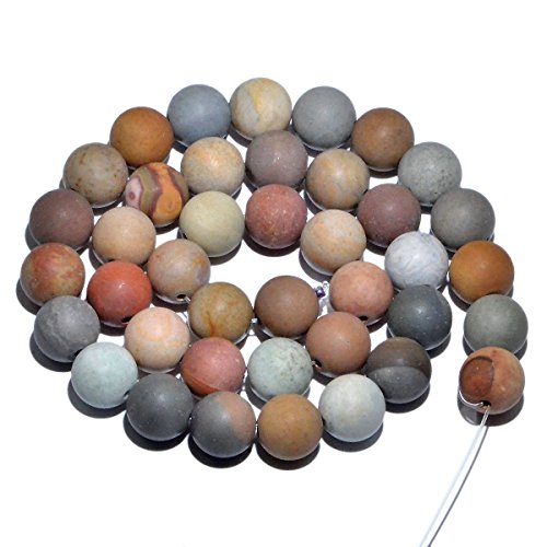 AD Beads Beautiful Natural Matte Gemstone Round Spacer Loose Beads 4-12mm (6mm, 34 Matte Imperial Jasper) - color: 34 Matte Imperial Jasper, size: 6mm