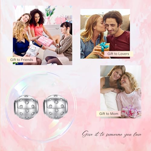Clip Stopper Spacer Charms for Bracelets Necklaces, Compatible with Pandora,Jewery Mking DIY - style: 2PCS Silver Ball Spacers