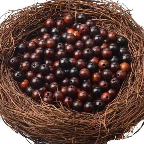 6mm Massive Beads Natural Wooden Round Loose Beads Jewelry Making with Thread 200 PCS(Blood Sandalwood, 6mm) - color: Blood Sandalwood, size: 6mm