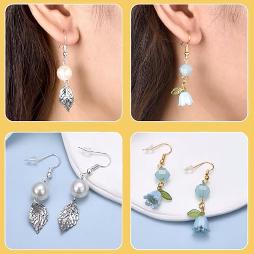 Hypoallergenic Earring Hooks, Ear Wires Fish Hooks, 600 Pcs Gold and Silver Earing Making Supplies Kit with Earring Backs and Jump Rings for DIY Jewelry Making (Gold+Silver) - color: Gold+SIlver