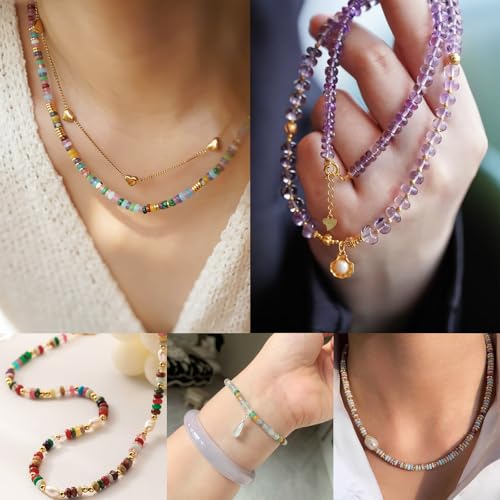 ICAI 2x4mm Natural Rondelle Beads – Loose Gemstone Spacers for DIY Jewelry Making (Rose Quartz) - color: Natural Rose Quartz, size: 2x4