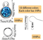 BetterJonny 120 Pieces Crystal Birthstone Charms Beads, 12 Colors Round Crystal Charm with Rings Handmade Jewelry Pendants for Jewelry Necklace Bracelet Earring Making - color: （#B）Silver Round
