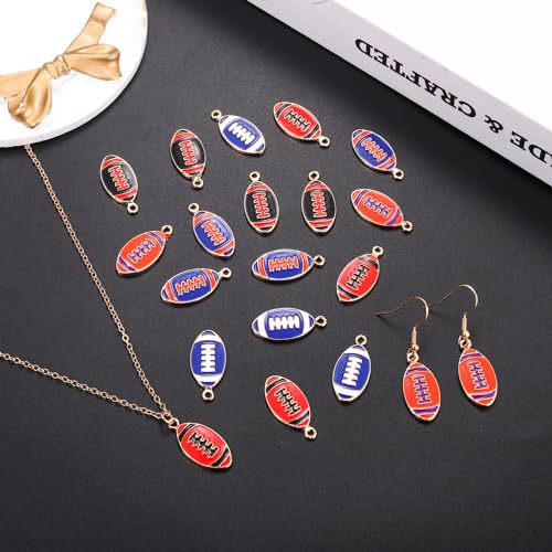 20PCS Sports Charms Enamel Basketball Baseball Pendant Charms for Jewelry Making Rhinestone Ball Game Softball Charms for Necklace Bracelet Earrings DIY Crafts - color: Set 9