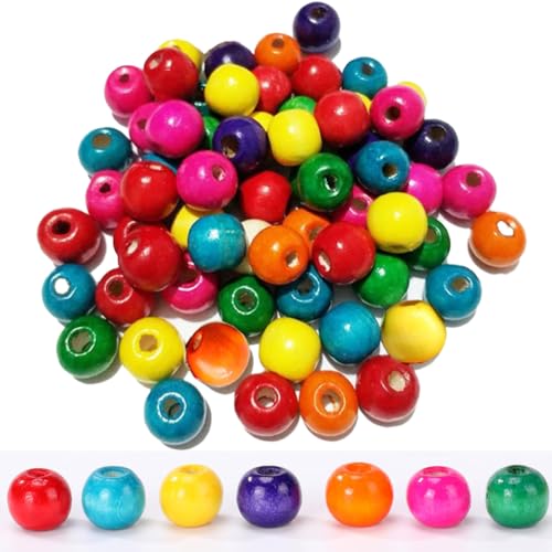 120pcs Colored Wooden Beads, Large Hole Round Natural Wood Beads Bulk for Jewelry Making Braiding Macrame DIY Craft (20mm) - size: 20mm