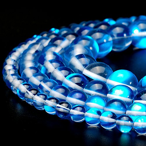 RUBYCA Round Moonstone Crystal Glass Beads Aura Iridescent for Jewelry Making (1 Strand, 8mm, Blue) - color: Dark Blue, size: 8mm