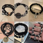200PCS 8mm Glass Beads for Jewelry Making Soild Black Round Loose Beads for Bracelets DIY Crafts (Black) - color: Black