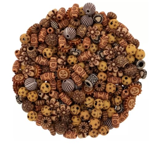 Assorted Small Old World Acrylic Bead Bulk Mix - Suns, Tubes, Hearts, Spheres, and Flowers - Loose Beads DIY Craft Bracelets Necklaces Macrame - 155 g