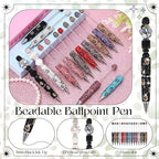 Tondiamo 45 Pcs Full Rhinestone Beadable Pens Bulk Set 15 Glitter Diamond Pens with Cards & Bags Fancy Beaded Pen for Beads DIY Cute Journalling Bling Ballpoint Craft Making(Leopard Print Diamonds) - style: Leopard Print Diamonds