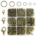 1050 Pieces Open Jump Rings and 150 Pieces Lobster Clasps, Bronze Jump Rings Metal Split Connectors for Jewelry Making Crafts (Bronze) - color: Bronze