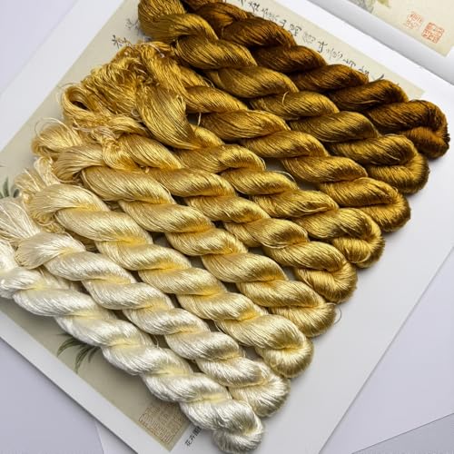 100% Nature Mulberry Handmade Embroidery Silk Thread Woven Jewelry Accessory Artificial Flowers Cross Stitch Floss DIY Sewing Kits 9 Gradient Colors 22m Each (36) - color: 36
