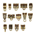 100g (About 125pcs) Antique Gold Bail Tube Spacer Bead Hanger Fit Charm European Bracelet Charms Pendant Bails for Jewelry Making and Crafting (M376) - color: Antique Gold