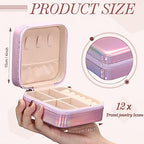 Yinkin 12 Pcs Mini Travel Jewelry Case Bridesmaid Proposal Gift Boxes, Small PU Leather Earring Organizer, Bulk Travel Accessories Portable Jewelry Holder(Glossy Pink) - color: Glossy Pink