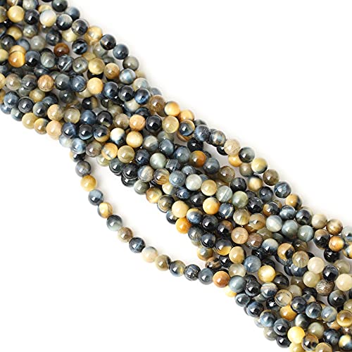 60PCS 6mm Natural Dream Tiger Eye Stone Round Loose Beads for Jewelry Making DIY Bracelet Necklace Materials 1 Strand 15" - color: Dream Tiger Eye, size: 6mm