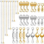 ROADPLUM 26 Pcs Magnetic Necklace Extender, 5 Style Strong Magnetic Jewelry Clasps and Necklace Layering Clasps with Chain Extenders for Women Necklaces Bracelet, Gold and Silver - size: 26 Pcs