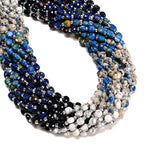 03-Gradient 6mm Multi-Color Gemstone, 6mm Blue Ice Nakaurite Agate Faceted Coin Beads, 15.5" Strand Spacer Loose Beads for Jewelry Making Craft DIY Finding Necklace Bracelet