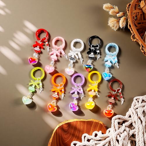 Carabiner Clip 48Pcs Red Metal Key Ring Clip Circle Keychain Rings Bulk Spring O Ring Round Cute Carabiner Spring Snap Hook Key Chain Clips for DIY Keychain Bag Charm Handbag Purse Dog - color: Red