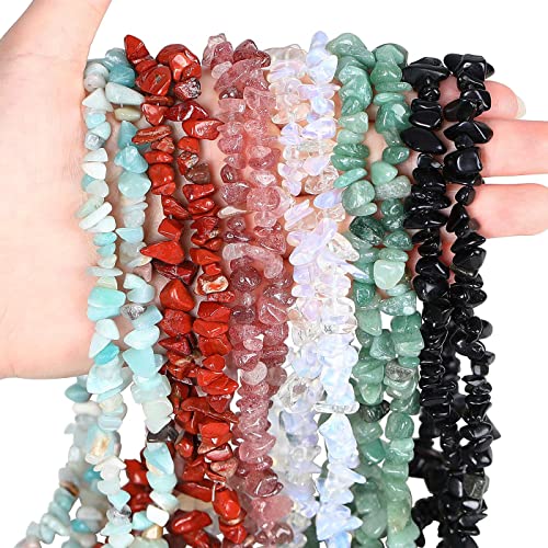 LAIDANLA Amazonite 400pcs Natural Chip Stone Beads 5-8mm Healing Crystal Irregular Gemstones Drilled DIY Loose Rocks Bead Crystal for Bracelet Earrings Necklace Jewelry Making Crafting - color: M-Amazonite