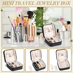Yinkin 12 Pcs Mini Travel Jewelry Case Bridesmaid Proposal Gift Boxes, Small PU Leather Earring Organizer, Bulk Travel Accessories Portable Jewelry Holder(Black) - color: Black