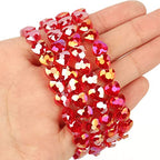 70pcs 8mm Valentine's Day AB Red Faceted Heart Beads for Jewelry Making Crystal Glass Beads for Bracelets Necklace Crafts, Friendship Bracelet Kit, Love Gifts - color: AB Red