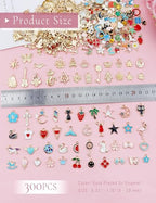 JIALEEY 300Pcs Assorted Gold-Plated Enamel Charms for Jewelry Making - Earring, Necklace, Bracelet