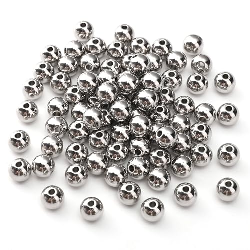 304 Stainless Steel Round Beads 8.0mm 80pcs Spacer Beads for Jewelry DIY Making and Repairing - size: 8.0mm