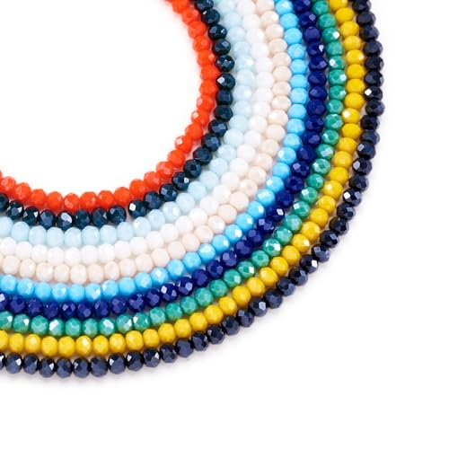 Craftdady 10 Strands 4mm Faceted Electroplate Glass Rondelle Beads Pearl Luster Plated Tiny Loose Spacer Beads About 1450pcs for Craft Jewelry Necklace Bracelet Making - color: 10 Color,Electroplate, size: 4mm