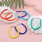 Rainbow Heishi Surfer Bracelets Set for Women Stackable Clay Beaded Bracelets Disc Stretch Preppy Bracelets Layering Colorful Friendship Bracelets Team Cheer Bulk Boho Summer Beach Jewelry Gift - style: SISTERS