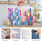 Bead Organizer Box, 120 Pack Small Clear Storage Boxes with Labels, Large Travel Craft Case with Handle, Mini Plastic Containers for Jewelry Making Diamonds DIY Pony Bracelet Screws Seeds Small Parts - size: 2 Pack 120 Pcs