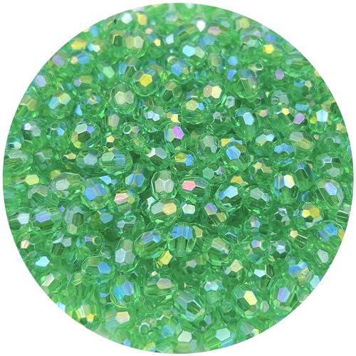 200 Pcs 10MM AB Color Crystal Acrylic Beads Round Faceted Crystal Plastic Bead Spacer Beads for Jewelry Making, Bracelets Necklaces Earrings Wind Chimes Suncatchers(409 - Green AB) - color: 409 - Green AB, size: 10MM