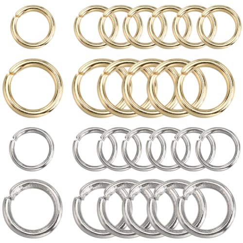SUNNYCLUE 1 Box 800Pcs Open Jump Rings Gold 304 Stainless Steel Jump Rings 5/8mm Split Rings Jump Ring Set Jumping Rings Bulk for Jewelry Making Accessories DIY Earrings Bracelet Necklace Supplies - color: Golden & Stainless Steel Color, size: 5/8mm