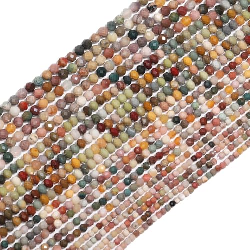 Natural Turquoise Beads, 2mm 180pcs Small Round Faceted Loose Gemstones for DIY Jewelry Making, Handmade Bracelet and Necklace Crafting, with Size Card - color: Turquoise, size: 2mm