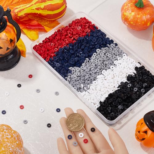 SUNNYCLUE 1 Box About 2900Pcs Black and White Clay Beads Heishi Beads Bulk 6mm Red Gray Multicolor Flat Round Polymer Spacers for Jewelry Making Bracelet Earrings Handmade Crafts Wedding Women - style: Style 5