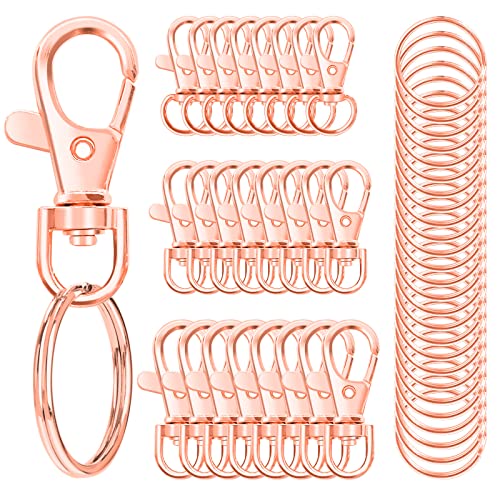 100PCS Swivel Snap Hooks with Key Rings, Premium Metal Swivel Lobster Claw Clasps Assorted Sizes (Large, Medium, Small) for Keychain Clip Lanyard, Jewelry Making, Crafts, Rose Gold - color: Rose Gold