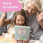 The Memory Building Co Unicorn Musical Jewelry Box Plays Classic Melody, Storage Organizer Music Box for Kids Ages 6-12, MDF Wood w/ 2 Fabric Lined Ring Bracelet Necklace Treasure Compartments - style: Unicorn