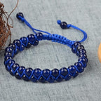 MASSIVE BEADS Double Layer Natural Chakra Healing Power Crystals Macrame Bracelet Yoga Stone Beads Gemstone Meditation Relax Anxiety Bangle for Unisex Women Men - color: Blue Jade, size: 4mm