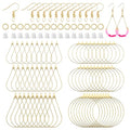 372Pcs Earrings Beading Hoop Set with 72 Earring Finding Teardrop Round Beading Hoop Earrings Bulk with 100 Hooks,100 Jump Ring,100 Ear Backs for DIY Jewelry Making Earrings Making Supplies(K Gold) - color: 372Pcs-K Gold