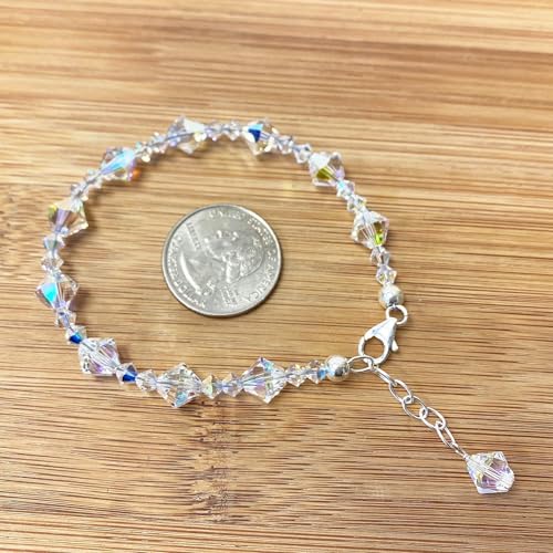 Gem Avenue Adjustable 7 to 8 inch Bracelet with .925 Silver and Austrian Crystals - color: Red