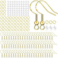 Hypoallergenic Earring Hooks 500 PCS/75 Pairs, Earring Making kit,Ear Wires Fish Hooks with Jump Rings and Clear Silicone Backs Stoppers - color: Gold, size: 500pcs
