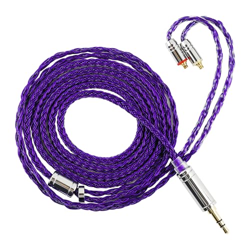Linsoul Tripowin Zonie IEM Cable, 16 Core Silver Plated Earphone Upgraded Cords, 1.25m SPC in Ear Monitor Cable for 7HZ Timeless AE TINHIFI T2 PRO T3 T4(MMCX, 3.5mm)(Violet) - color: Violet