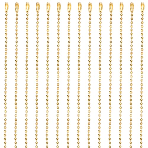 1 Box 30Pcs 24 Inch Ball Chain Necklace Bulk Gold Ball Bead Necklace Chains Metal Adjustable Iron Ball Beads Chain with Connector Clasp for Jewelry Making Chains Supplies DIY Necklace Crafts - color: Gold