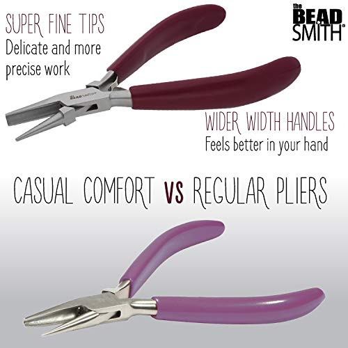 The Beadsmith Half Round/Half Concave Pliers – 6-Inches (152 mm) Jewelry-Making Tool w/Polished Steel Head, PVC Comfort Grip, & Double-Leaf Springs