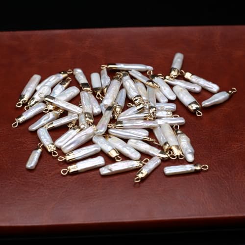 5 Pcs Natural Pearl Pendants Irregular Freshwater Pearl Pendant Charms for Jewelry Making Necklace Bracelet DIY Gift - color: long strip