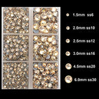 4000Pcs Mixed Size Hot Fix Round Crystals Gems Glass Stones Hotfix Flat Back Rhinestones (Light Champagne) - color: Light Champagne, size: 4000 Count (Pack of 1)