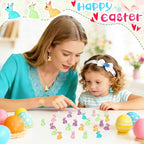 Augshy 64 Pcs Easter Rabbit Charms, Resin Bunnies Charms Luminous Rabbit Beads Easter Pendant Bulk Glow in The Dark Ornament for DIY Bracelet Necklace Earrings Jewelry Making Accessories Decorations - style: Easter Rabbit Style