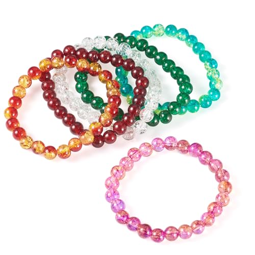 Elecrelive Glass Round Beaded Bracelet Set Clay Beaded Bracelets Stretch Bracelets - color: Mix Colors, Christmas