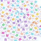 300Pcs Colorful Letter Beads R 4X7mm Individual Round Alphabet Beads for Friendship Bracelets Making - color: Round - R
