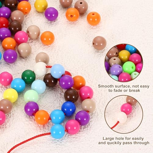 HARFINGTON 200pcs White Acrylic Round Beads 10mm Dia 1.9mm Hole Plastic Resin Smooth Balls Loose Bead for Jewelry Making Bracelets Necklace Earrings DIY - color: White, size: 10mm