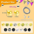 DanLingJewelry 50Pcs 20mm Bee Acrylic Beads - Yellow Black Round Ball Dot Stripe Printed Beads for DIY Crafts Bracelet Jewelry Making - color: 50pcs - bee